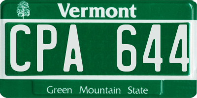 VT license plate CPA644