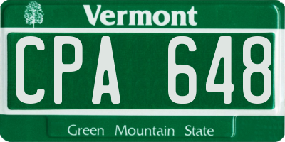VT license plate CPA648