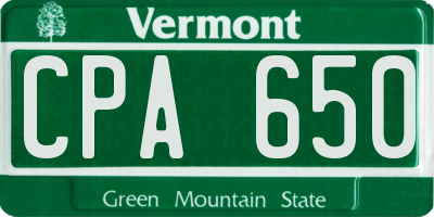 VT license plate CPA650