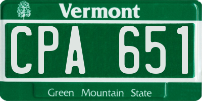 VT license plate CPA651