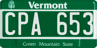 VT license plate CPA653