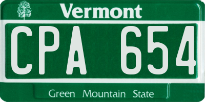 VT license plate CPA654