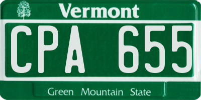 VT license plate CPA655