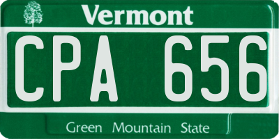 VT license plate CPA656