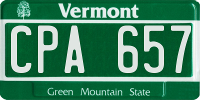VT license plate CPA657