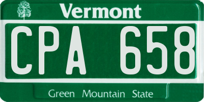 VT license plate CPA658