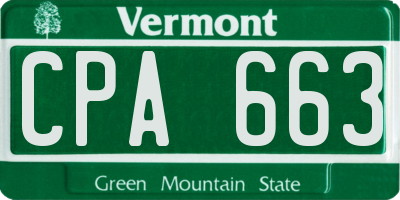 VT license plate CPA663