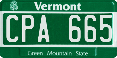 VT license plate CPA665