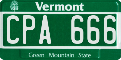 VT license plate CPA666
