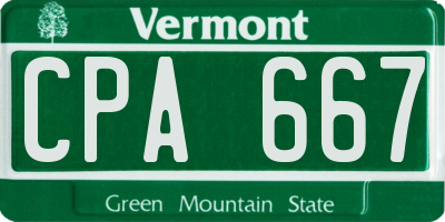 VT license plate CPA667