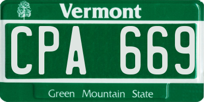 VT license plate CPA669