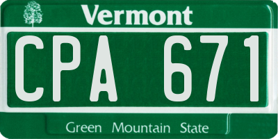 VT license plate CPA671
