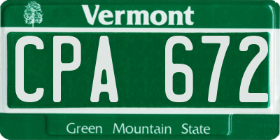 VT license plate CPA672