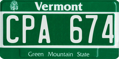 VT license plate CPA674
