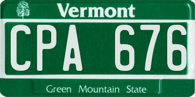 VT license plate CPA676