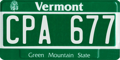 VT license plate CPA677