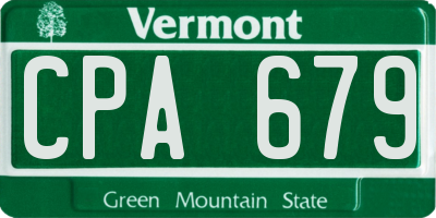 VT license plate CPA679