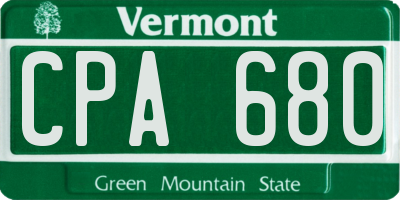 VT license plate CPA680