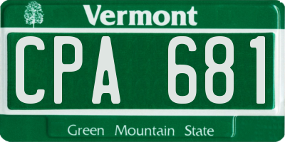 VT license plate CPA681