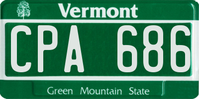 VT license plate CPA686