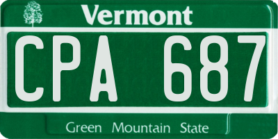 VT license plate CPA687