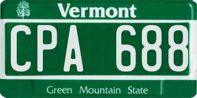 VT license plate CPA688