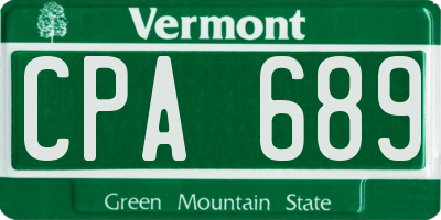 VT license plate CPA689