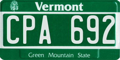 VT license plate CPA692