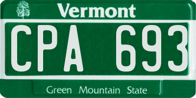 VT license plate CPA693