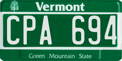 VT license plate CPA694