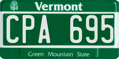 VT license plate CPA695