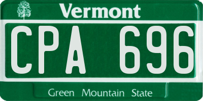 VT license plate CPA696
