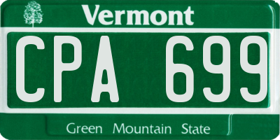 VT license plate CPA699