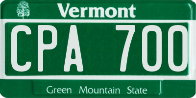VT license plate CPA700