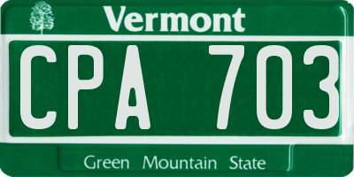 VT license plate CPA703