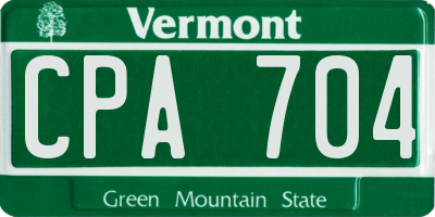 VT license plate CPA704