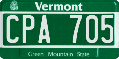 VT license plate CPA705