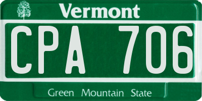 VT license plate CPA706