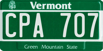 VT license plate CPA707