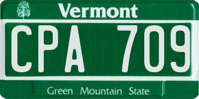 VT license plate CPA709