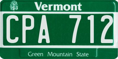 VT license plate CPA712