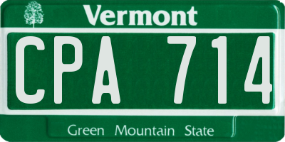 VT license plate CPA714