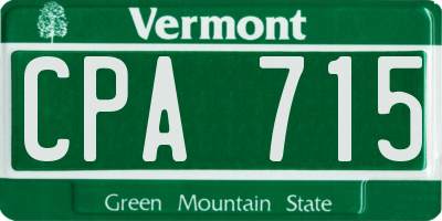 VT license plate CPA715