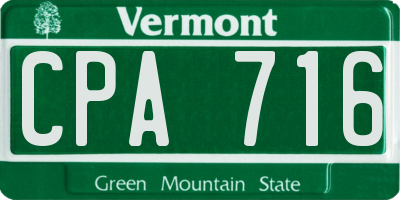 VT license plate CPA716