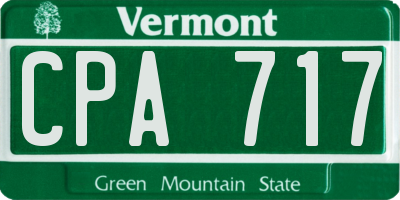 VT license plate CPA717