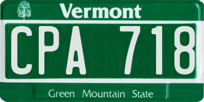 VT license plate CPA718