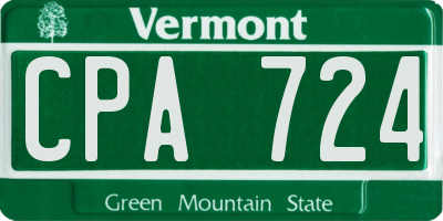 VT license plate CPA724
