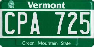 VT license plate CPA725