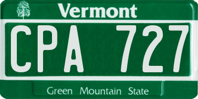 VT license plate CPA727