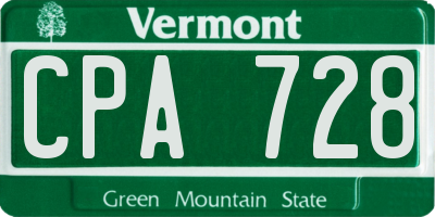 VT license plate CPA728